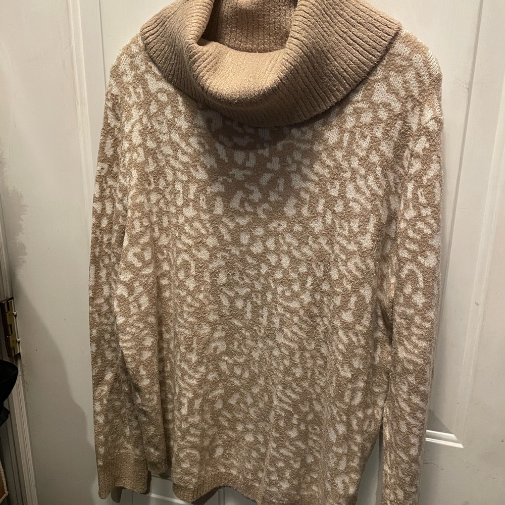 Rachel Zoe Cowl Neck Sweater in Tan/Cream knit